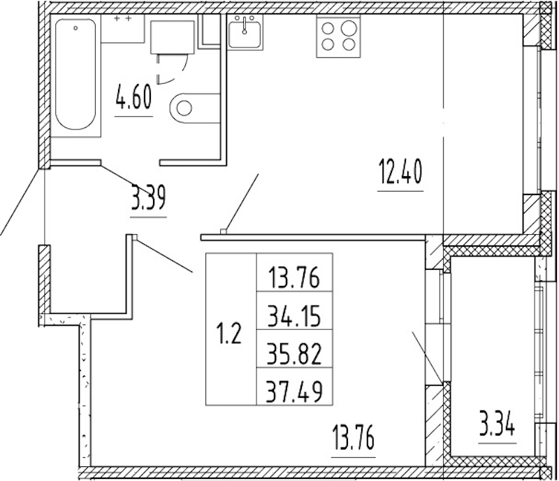 1-комнатная квартира 34.15 м², 1/13 эт., ЖК «Полис Приморский 2»